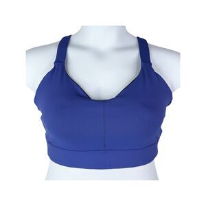 Oiselle Queen Sports Bra sz 38D * Running Gym Workout Blue Rapids Run Sport